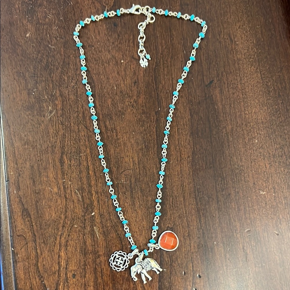 LUCKY BRAND Turquoise Necklace with Elephant Charm